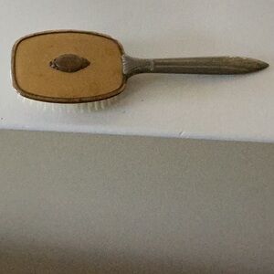 Art Deco Vanity Hairbrush/patina Gold-Tone Handle/Nylon Bristles/ Made in USA